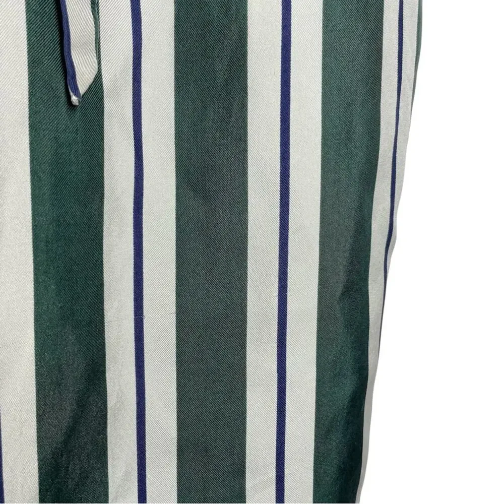 Sleepy Jones Green Cream Striped Silk Pajama Pants XS